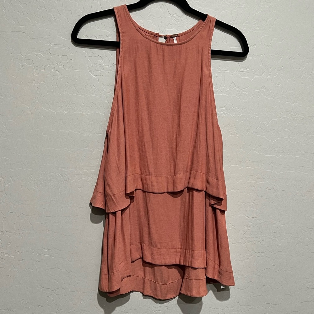 Free People Layered Tank with Open Back in Terracotta, Size Small